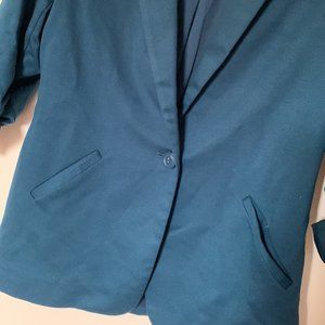 Teal Blue, 3/4 Sleeve Blazer
